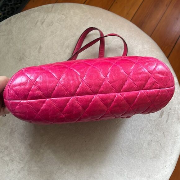 VTG COACH Quilted Raspberry Leather Tote Purse - Picture 10 of 16